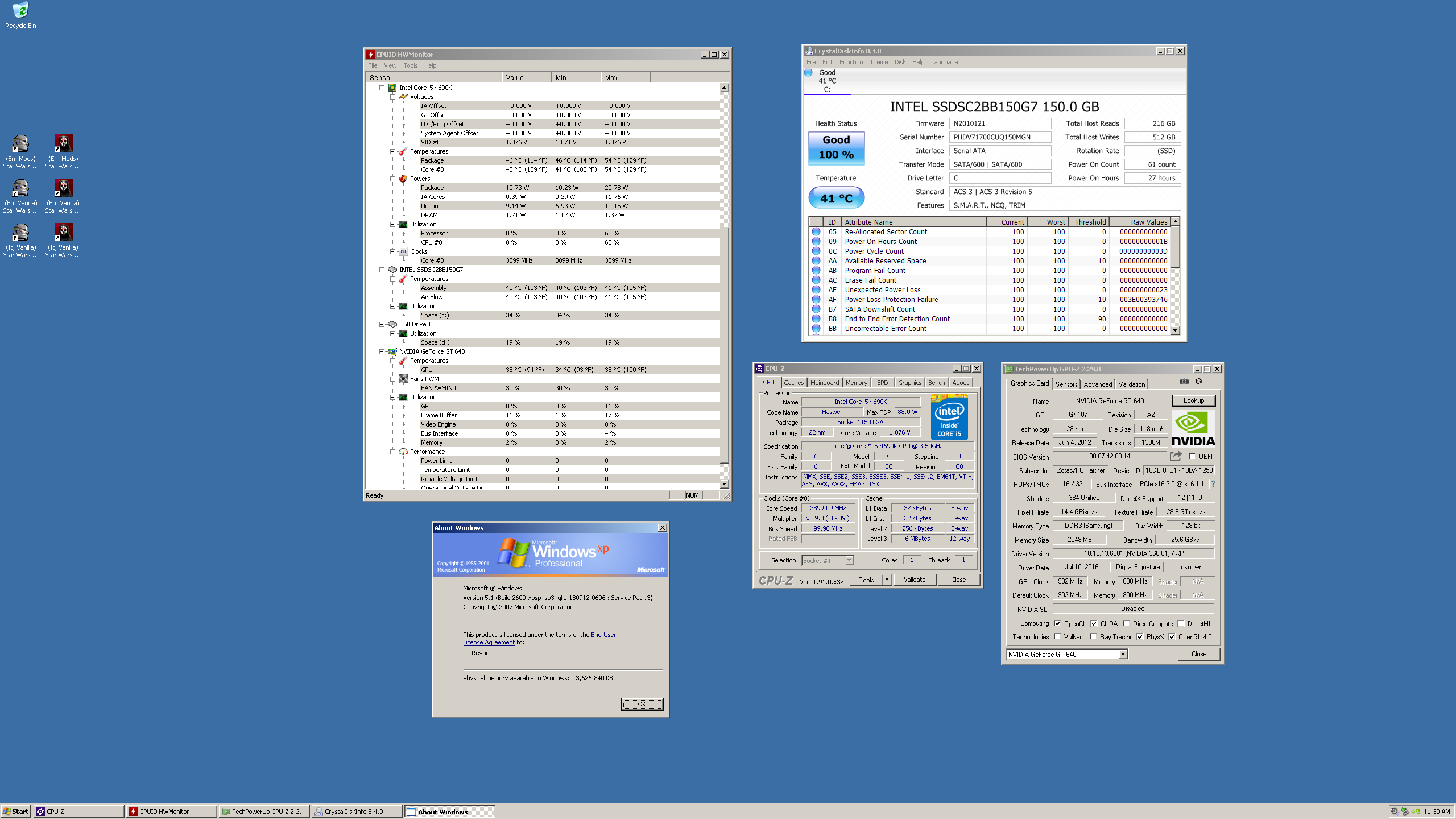 Screenshot of CPU-Z, GPU-Z, etc.