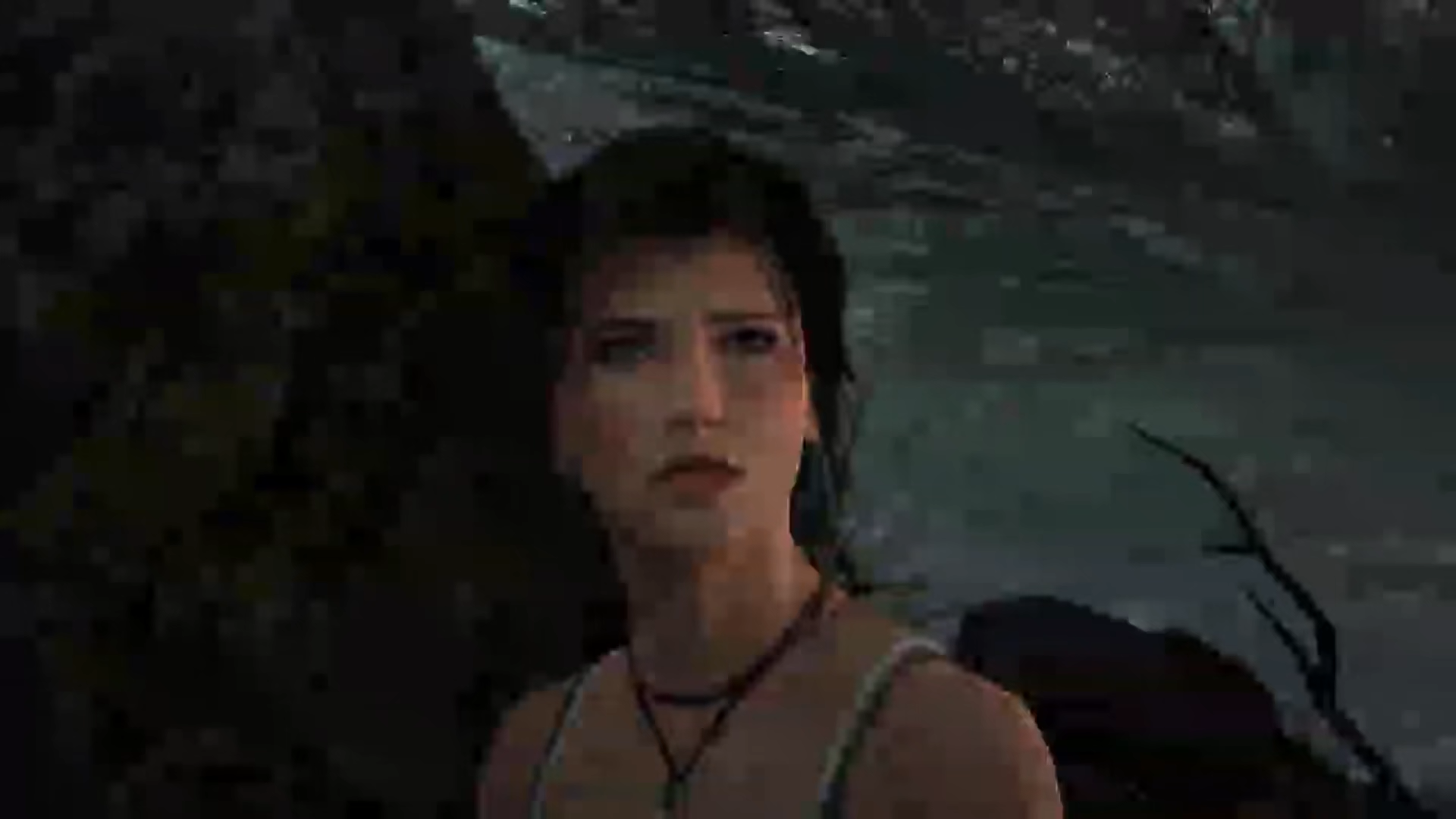 Sudden drop in quality, blurry and pixelated face of Lara