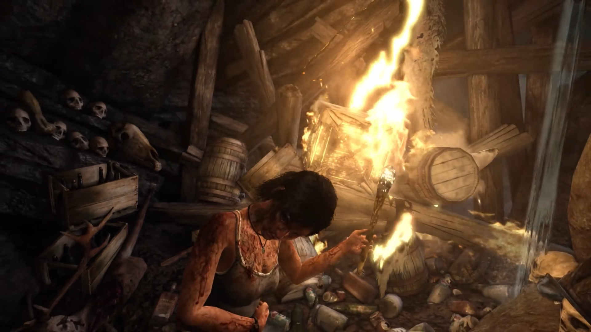 Lara burning some stuff